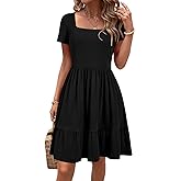 Newshows Women's 2026 Summer Casual Square Neck Ruffle A Line Beach Vacation Sundress Work Business Dress with Pockets