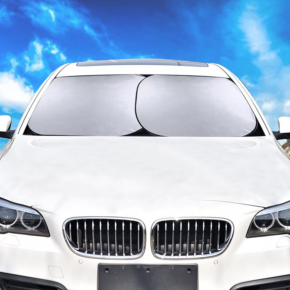 Windscreen Sunshade for Car SUV Truck (28 X 30.9 Inch), 2 Pcs Foldable Sun Shades, UV Protection Keep Your Vehicle Cool