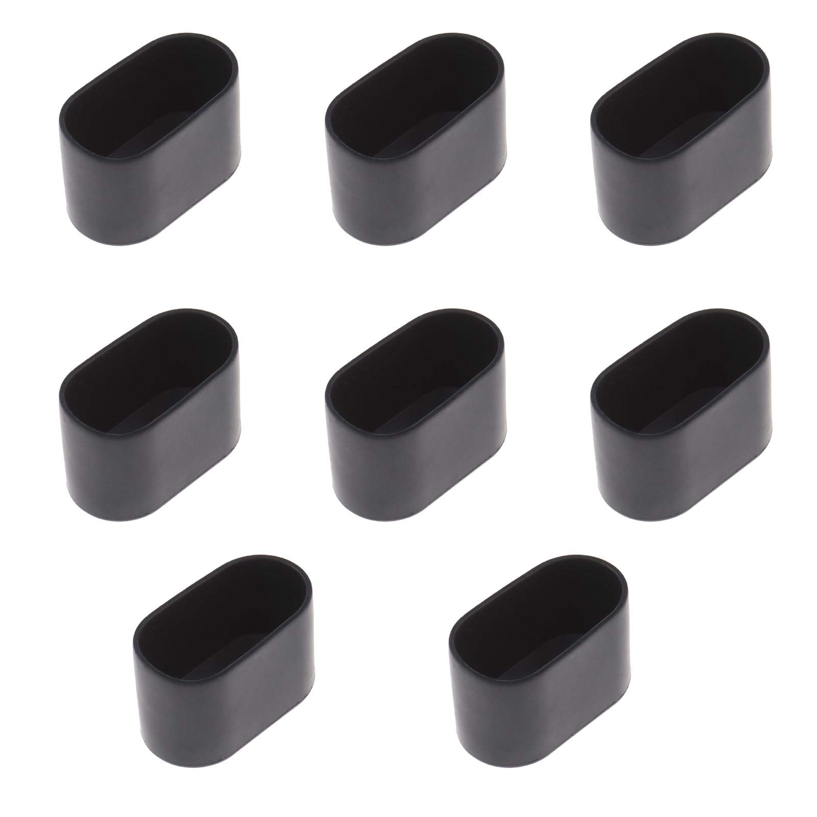 Be In Your Mind 8Pcs Oval Table Chair Leg Tip, Flexible Rubber Like Cover Anti-scratch Furniture Floor - 40x20mm (Black)