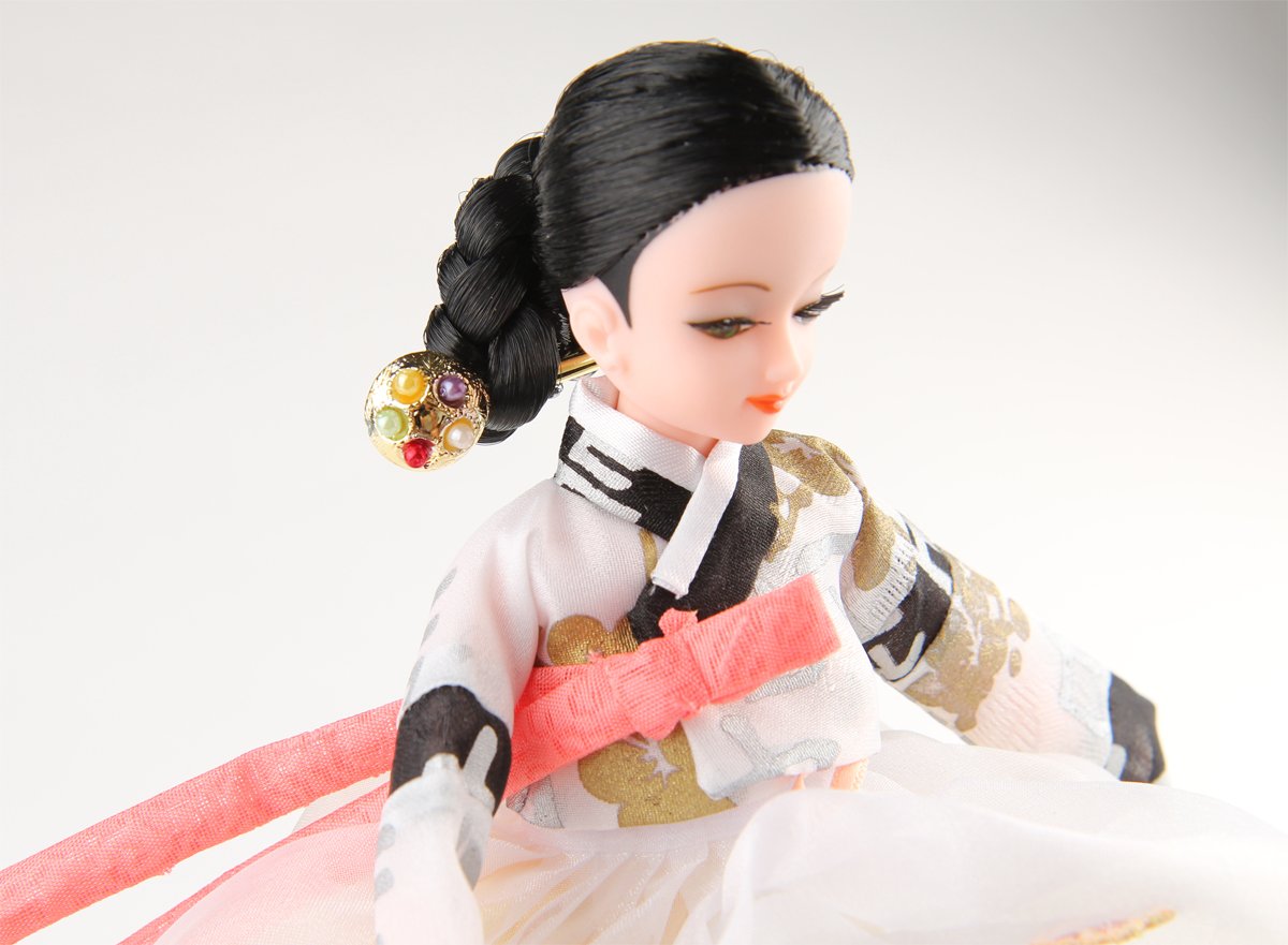 Korean Barbie Doll Dress Up Costume With Cherry Blossoms Painted