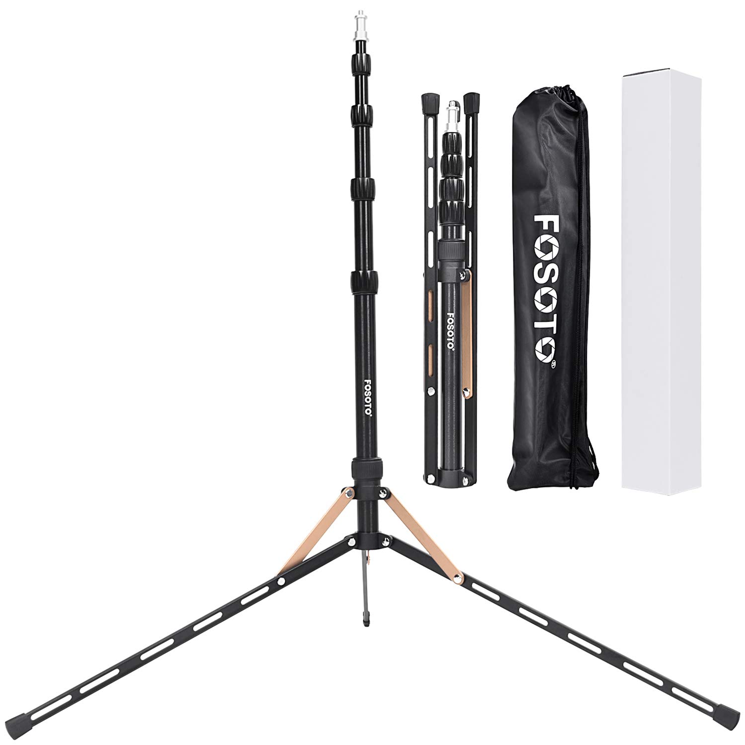 FOSOTO Aluminum Alloy 1.91m/6.2ft Light Stand Adjustable 5-Sections Compact Lightweight Tripod Stand Photography Studio Tripod Light Stand for Light,Video Shooting, Carry Bag Included โ image 1