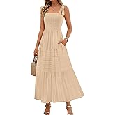 MEROKEETY Women's 2026 Spring Boho Maxi Dress Summer Beach Vacation Casual Sleeveless Smocked A Line Sundress with Pockets