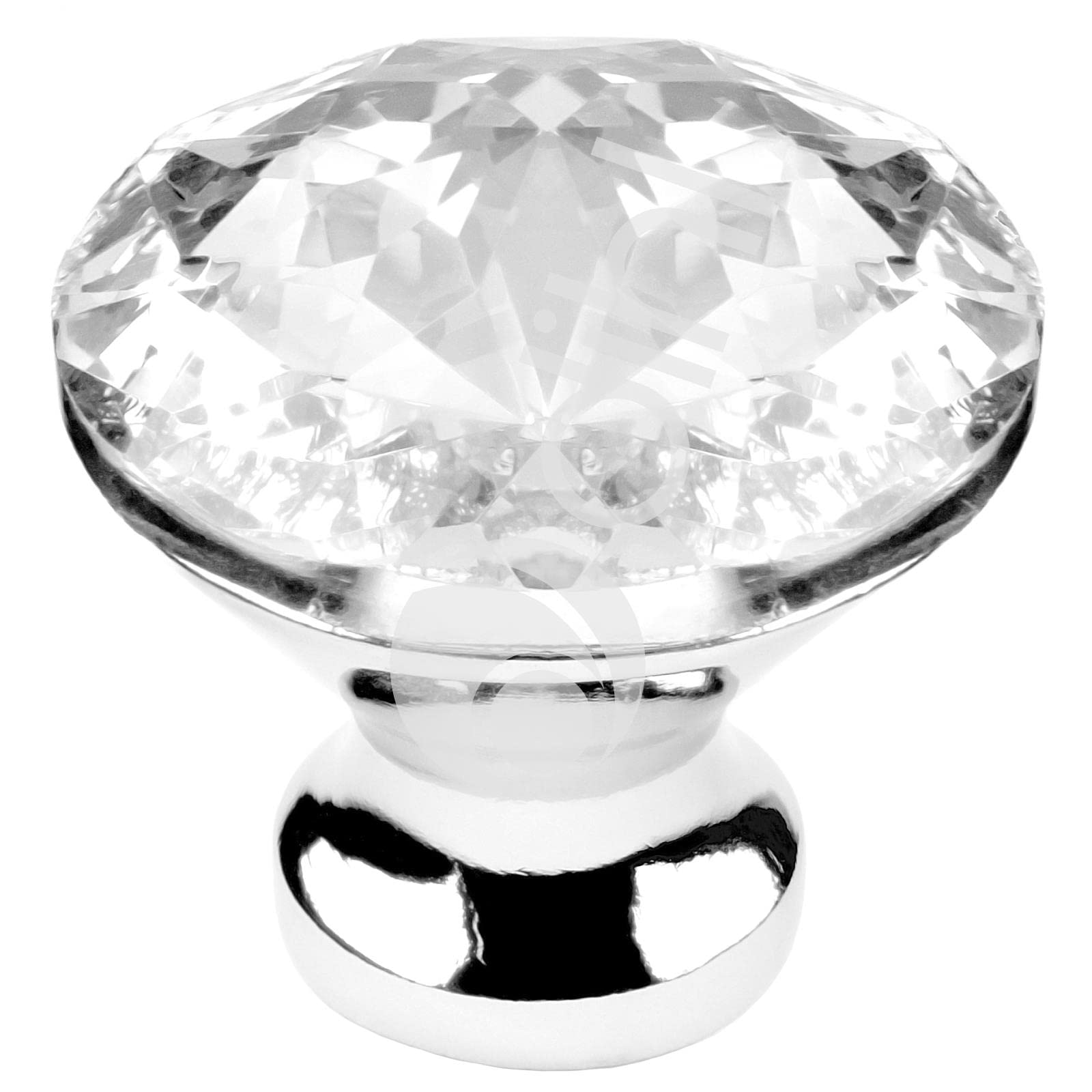 Dihl Crystal Glass Door Knobs, Pack of 20 Doorknobs, 29mm Wide, Diamond Shaped Cabinet Cupboard Dresser Wardrobe Drawer Pull Handles, Clear with Chrome Base, 20 PCS