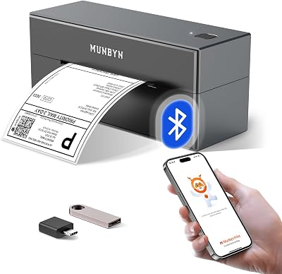 MUNBYN Shipping Label Printer 4x6 Bluetooth Thermal for Etsy Shopify eBay