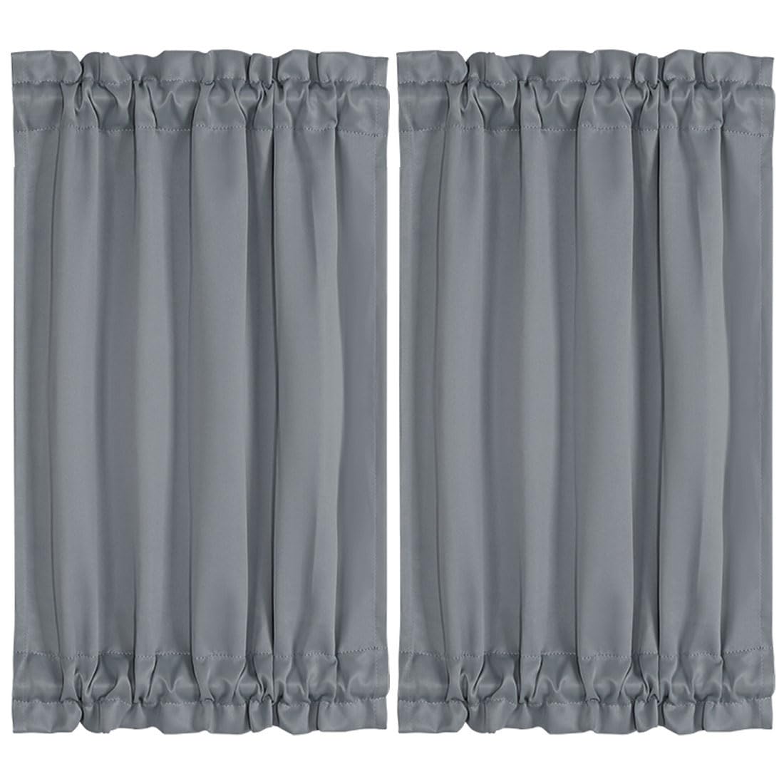 PiccoCasa Blackout French Door Curtain Panel - Blackout Door Curtain 25x40 Inches Solid Drapery with Tiebacks 2 Panels Dark Gray