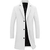 Tanming Mens Black Trench Coat Notched Lapel Single Breasted Long Peacoat Overcoat