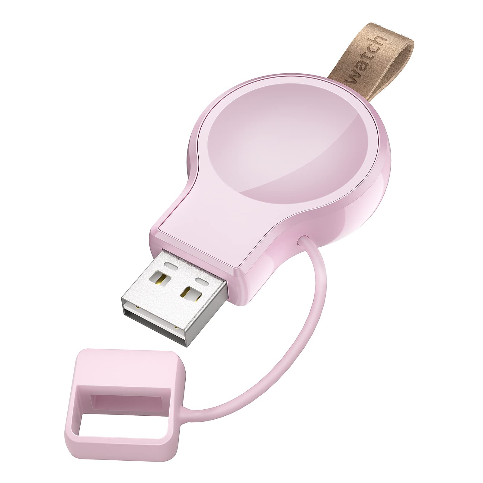 LVFAN Wireless Charger for Apple Watch, Portable USB Charger for iWatch, Travel Cordless Charger with Light Weight Magnetic Quick Charge for Apple Watch Series 8/7/6/5/4/3/2/1/SE/Ultra (Pink)