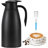 Thermal Coffee Carafe, Updated Insulated Stainless Steel Coffee Carafes for Keeping Hot Coffee & Water Hot Beverage-12Hours, Double Walled Vacuum Coffee Carafe (black)