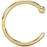 Body Candy Solid 18k Gold Nose Hoop Nose Ring, Real Gold Hypoallergenic Nose Piercing Jewelry - Handmade in USA by Master Jeweler, 20 Gauge 5/16"