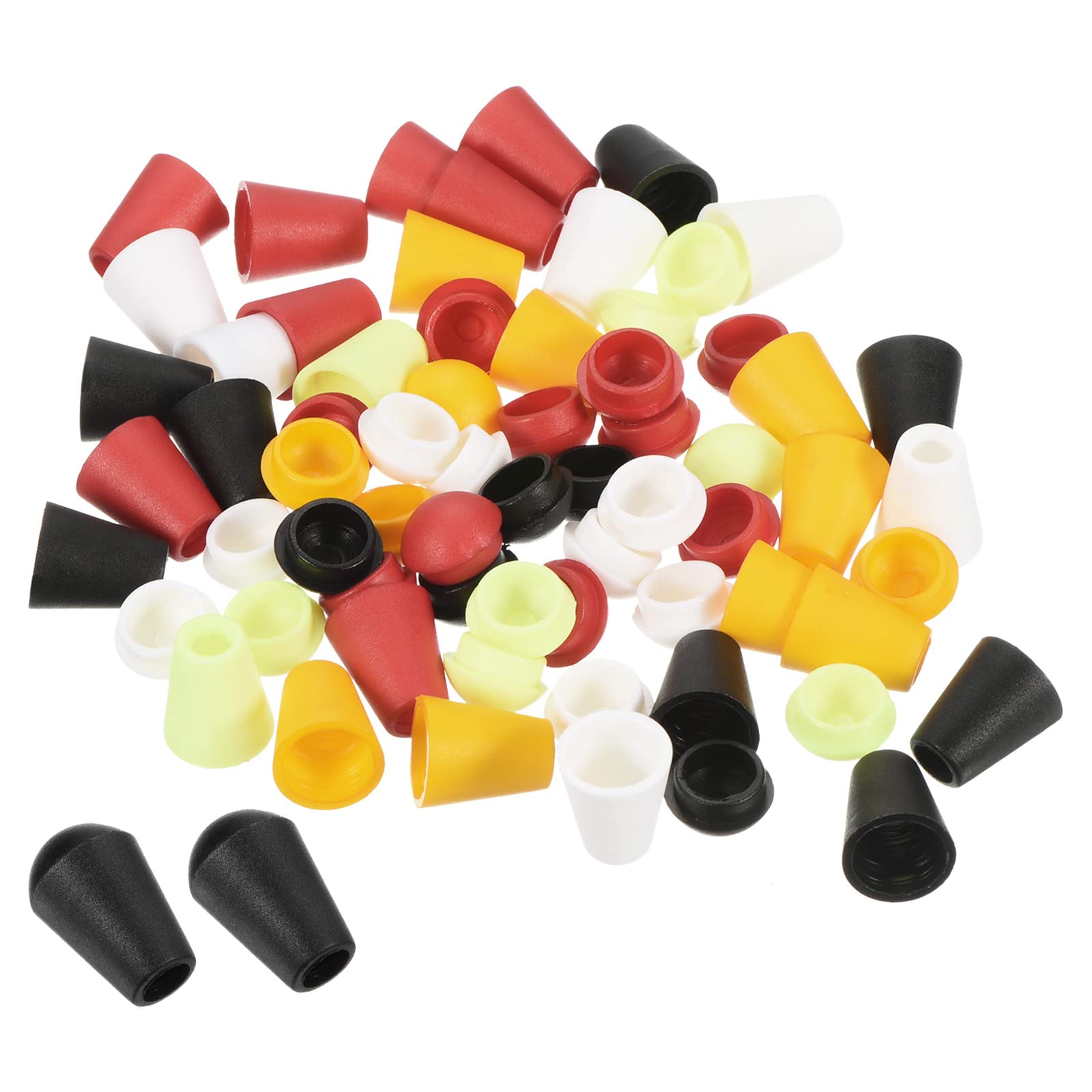 PATIKIL Bell End Stopper, 100 Pack Cord Rope Lock for Drawstring Bag, Golden Green Red Black White