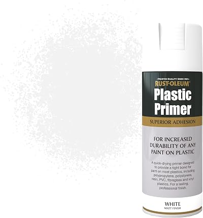 Rust-Oleum 400ml White Plastic Primer Spray Paint Aerosol Interior Exterior