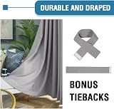 BellaHills 100% Blackout Curtains Black Liner 2 Panels 90x72 Dove Grey view 6