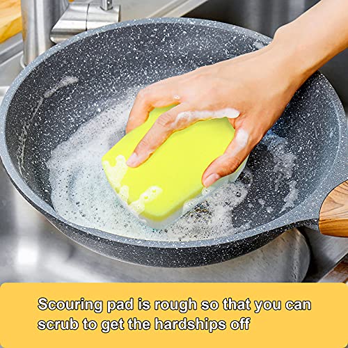 Scrub Sponge Non-Scratch Kitchen Cleaning Sponges for Dishes Reusable Heavy Duty Dishwashing Scrubbers Dual-Sided Scouring Pad, 8 Pack