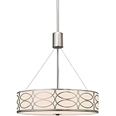 Kira Home Sienna 19" 3-Light Metal Drum Chandelier + Glass Diffuser, Brushed Nickel Finish