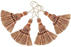 BEL AVENIR Set of 4 Tassel for Craft Elegant Polyester Tassels for Pillow Key Tassel DIY Accessories for Curtain and Home Decor- Light Coffee