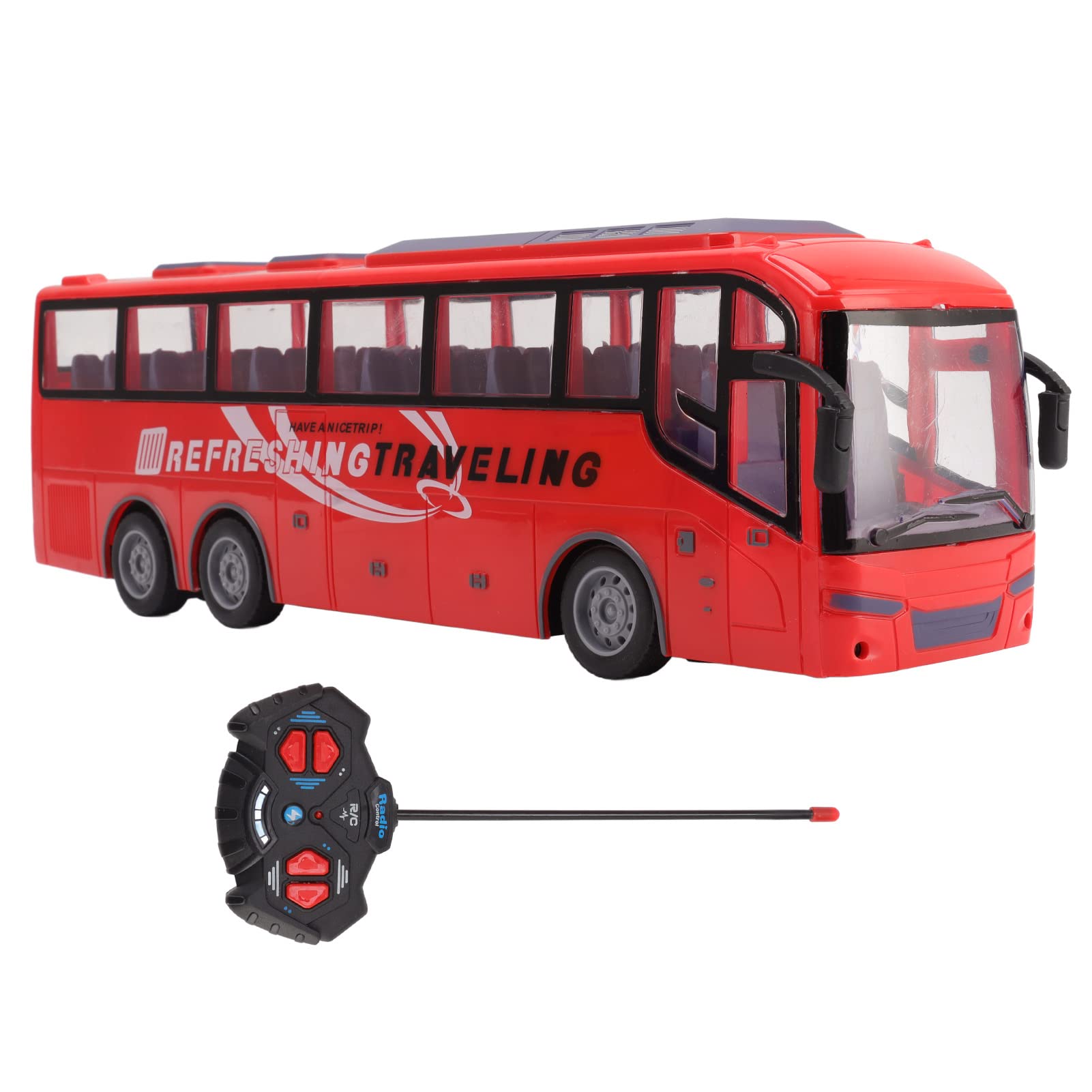 Ozgkee 1/30 Remote Control Bus Toy, Model Electric Wireless Simulation Large RC Bus Toy with Remote Control (Red Travel)