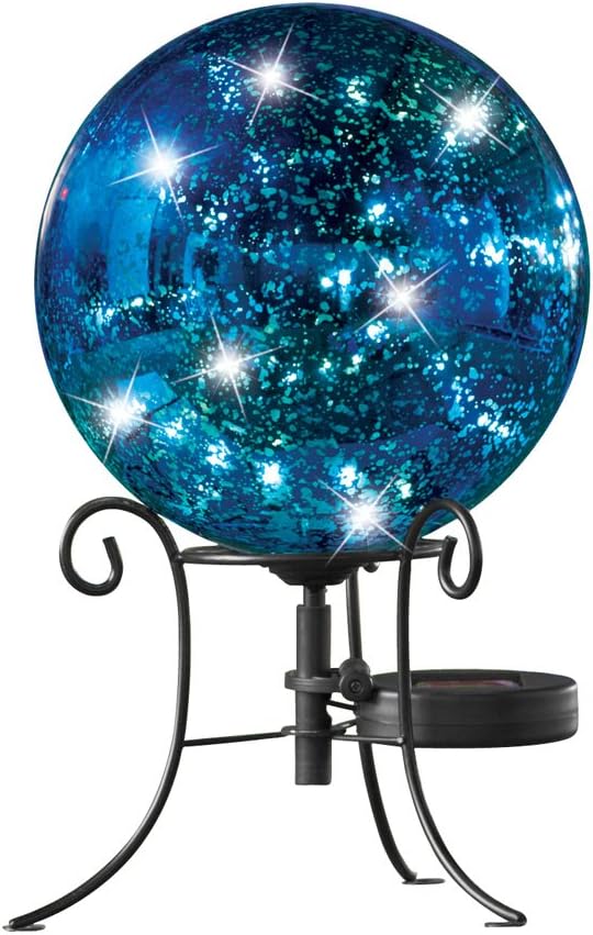 Collections Etc Faux Mercury Solar Gazing Ball with Stand