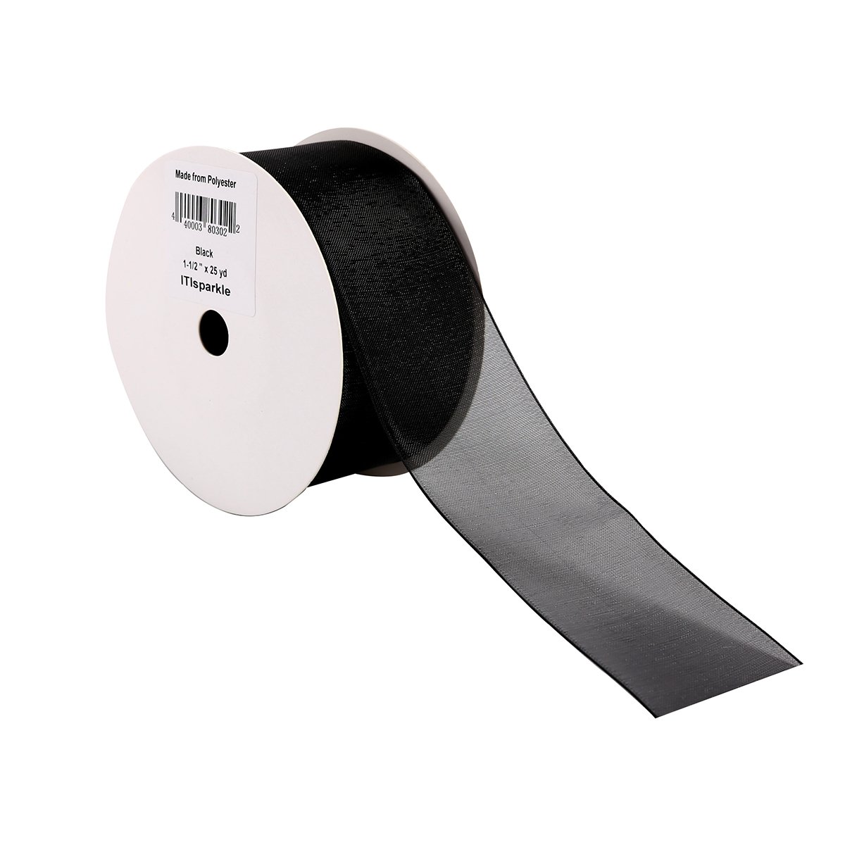 ITIsparkle 11/2" Inch Organza Ribbon 25 Yards-Roll, Black