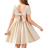 Young Girl Easter Dress Graduation Short Sleeve Summer Casual Tie Back Princess Style Dress