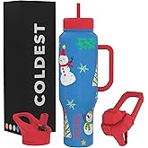 Coldest Tumbler with Handle and Straw, 100% Leak Proof Insulated Tumbler with Lid and Straw (3 Lids), Stainless Steel Tumblers for Women & Men, Cup Holder Friendly Base, 46 oz (Mr. Snowie)