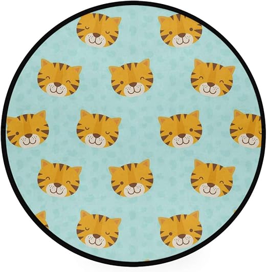 Amazon ラグ 円形 虎柄 かわいい カーペット 直径92cm 滑り止め 肌触り 柔らかい ふわふわ 耐久性 薄型 耐摩耗性 通気 寝室 軽い 子供部屋 リビングルーム 丸洗い ラグ カーペット オンライン通販