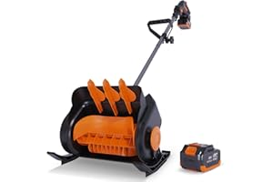 DAJIANGLX Cordless Snow Shovel, Electric Shovel Blower, 24V 4.0Ah Battery Powered Snow Thrower, Battery Snow Blower with Auxiliary Handle, with Li-ion Battery & Charger (1 Battery, Folding Handle)