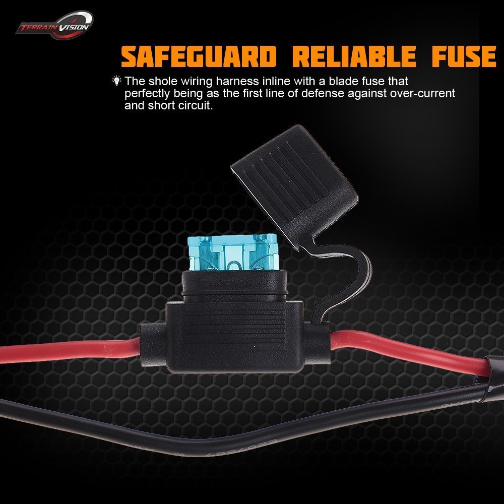 Amazon.com: TERRAIN VISION 12"-54" LED Driving Light Wiring Harness Kit  With Blade Fuse 40A 12V Relay Waterproof SPDT Style On-off Blue Toggle  Switch (1 ...