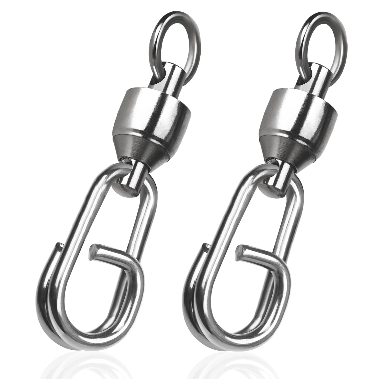 9KM DWLIFE Ball Bearing Fishing Swivels with Split Rings 25Pcs High Strength Snap Swivels Quick Connector Fishing Tackle for Saltwater (Size 3#)