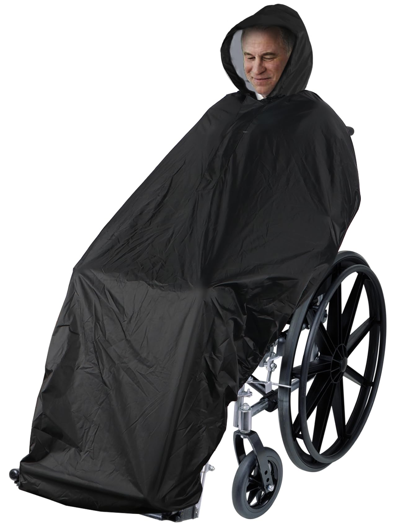ANYOO Waterproof Wheelchair Poncho Cover Lightweight Rain Poncho Cape Shield with Elastics Provide Dry Protection for Wheelchairs, Unisex, Black, One Size