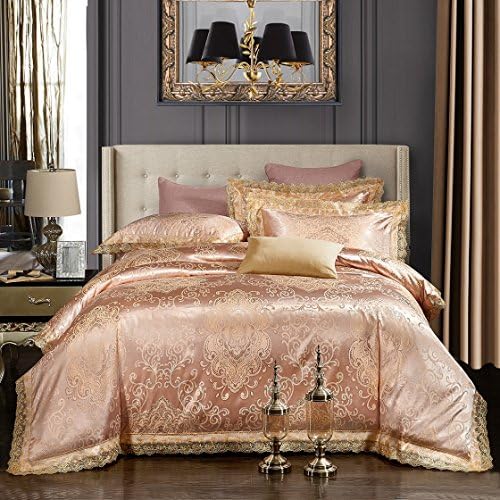 Satin Jacquard Silk Bedding Alibasis Luxury Bedding Sets 4-Piece Classical European Style Silk Duvet Cover Set with Zipper Closure Twin/XL Twin Size for 1.8 m/2 m Bed (Style 3, TWIN/XL TWIN)