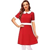 Remimi Halloween Womens Short Sleeve Peter Pan Collar Cute Red Dress