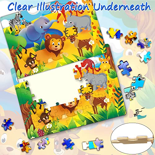 Puzzles en Bois Enfant, Jouet Bébé Éducatif Apprentissage, Jouet en Bois de 60 Pièces avec 3 Thèmes (océan, Espace, Animaux), Cadeau Noël d’Anniversaire pour Garçon Fille de 3 4 5 Ans