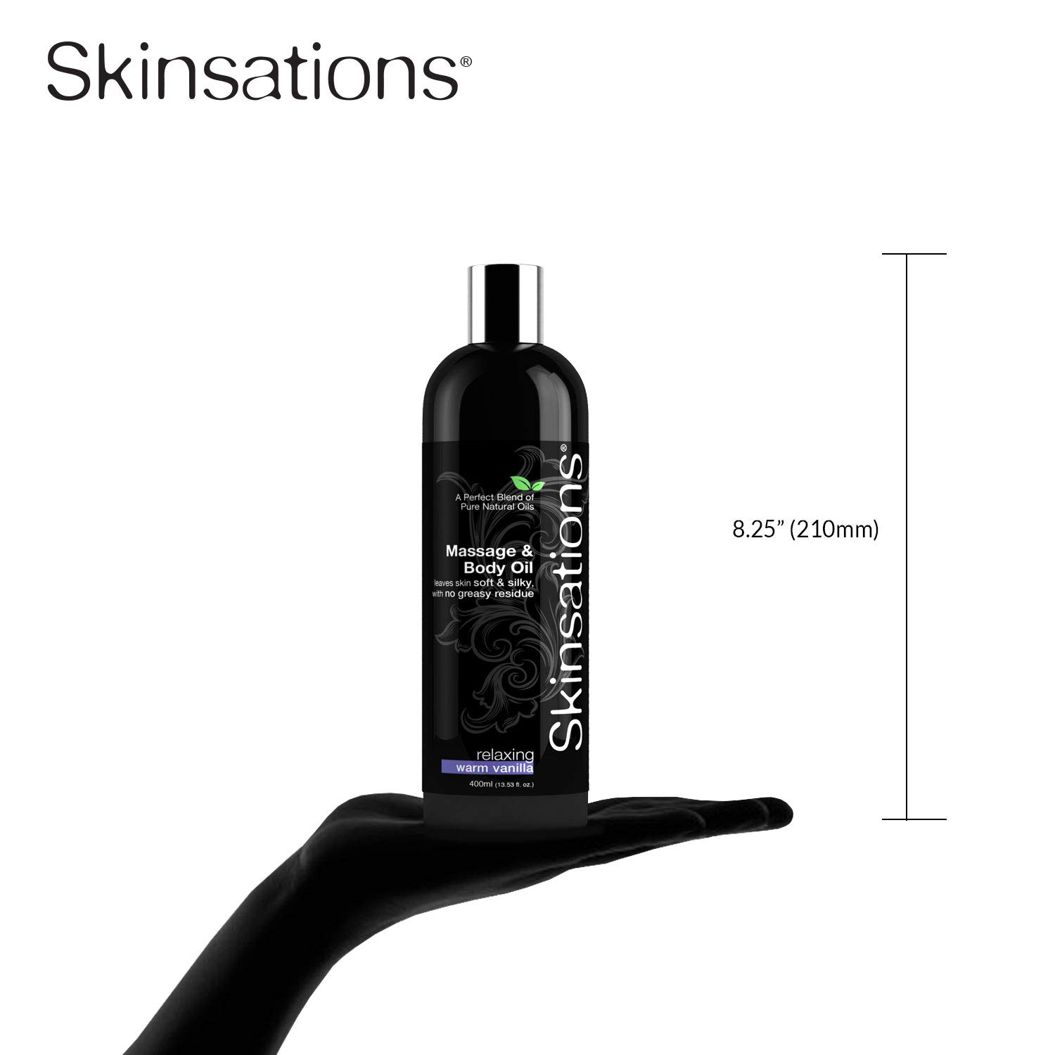 Skinsations - Vanilla Massage & Body Oil - LG | Lightweight & Silky Soft Blend of Edible Sweet Almond, Fractionated Coconut, Grapeseed & Jojoba Oils with Natural Vanilla Flavor for Him and Her: Health & Personal Care