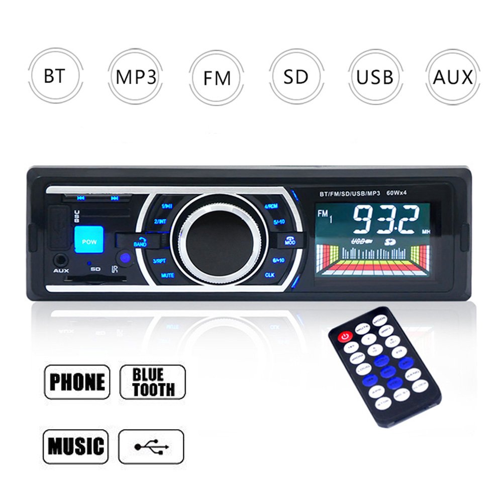 Homvik Radio de Coche Autoradio Bluetooth Manos Libres Audio Estéreo AM FM