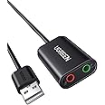UGREEN USB Audio Adapter External Stereo Sound Card Universal USB with 3.5mm Headphone and Microphone Jack for Windows, Mac, 