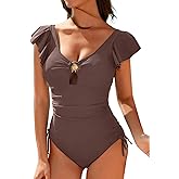 Aleumdr Womens Tummy Comtrol Swimsuits Slimming One Piece Bathing Suits Popular Swimsuit Shell Ruffle Swimwear
