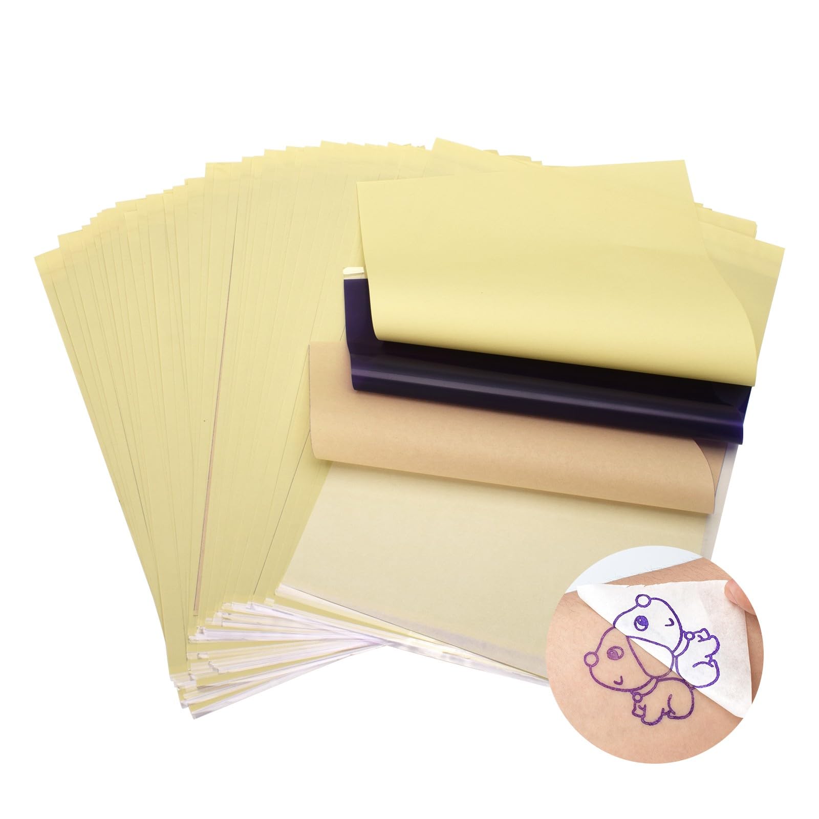 ATOMUS 50pcs Tattoo Transfer Paper Carbon Thermal Tracing Carbon Stencil Paper Transfer Copier Paper 21cm A4 Size for Tattoo Printer Machine