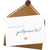 Joli Coon Will you be my godparents card with luxury envelope and wax seal - Godparents proposal gift
