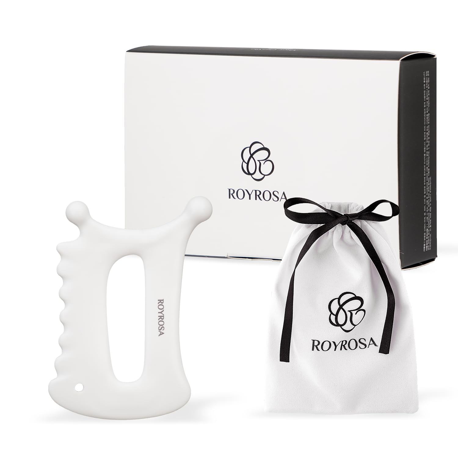 ROYROSA® 로이로사 매직괄사, 100% Ceramic Guasha, Facial and Body Acupuncture Therapy, Reduce fine Lines, Wrinkles and Muscle tensions, Made in South Korea (ROYROSA GUASHA-mini)