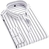 QWQUOO Men's Long Sleeve Dress Shirts Casual Business Vertical Striped Button Down Slim Fit Shirts