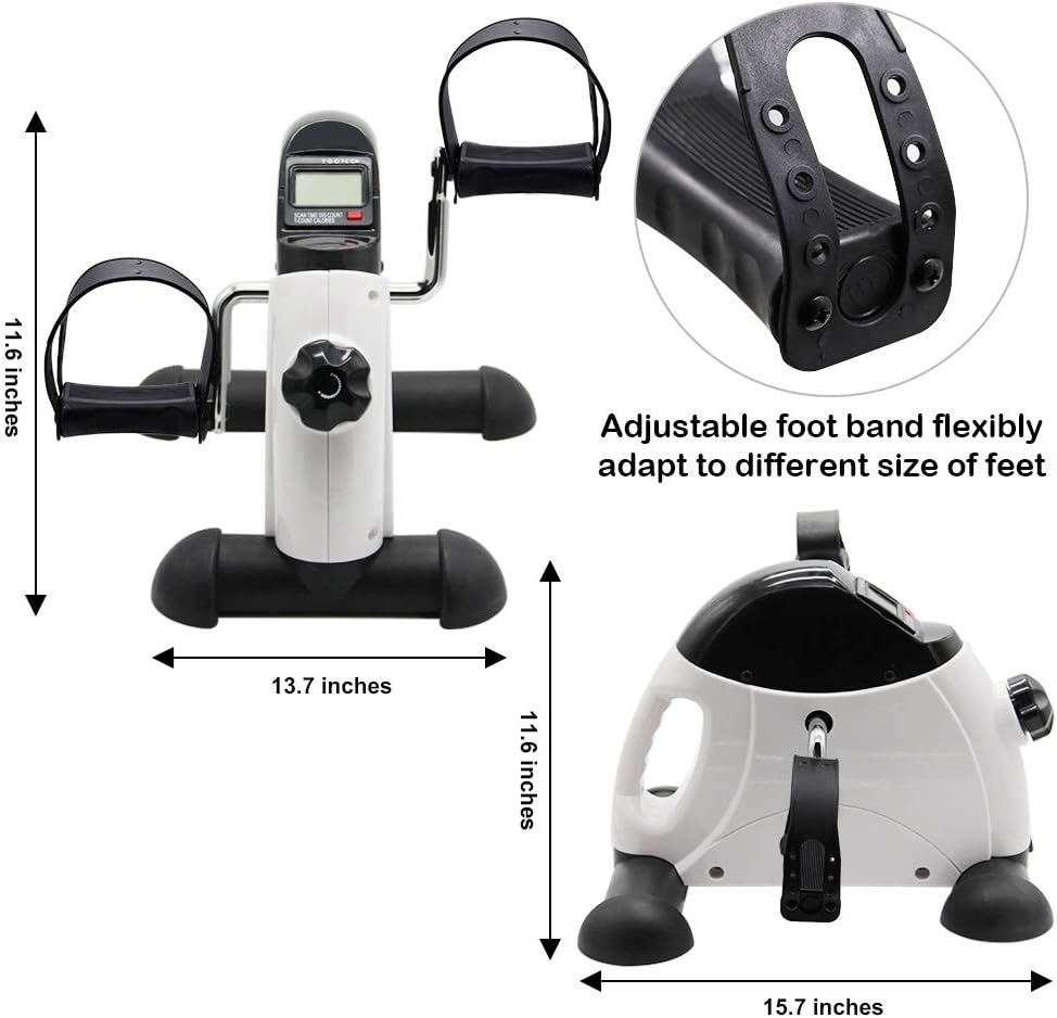 Hausse Portable Exercise Pedal Bike for Legs and Arms, Mini Exercise Peddler with LCD Display, White: Health & Personal Care