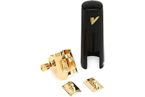 Vandoren LC080P Optimum Ligature and Plastic Cap for Metal Tenor Saxophone Gilded with 3 Interchangeable Pressure Plates, Black