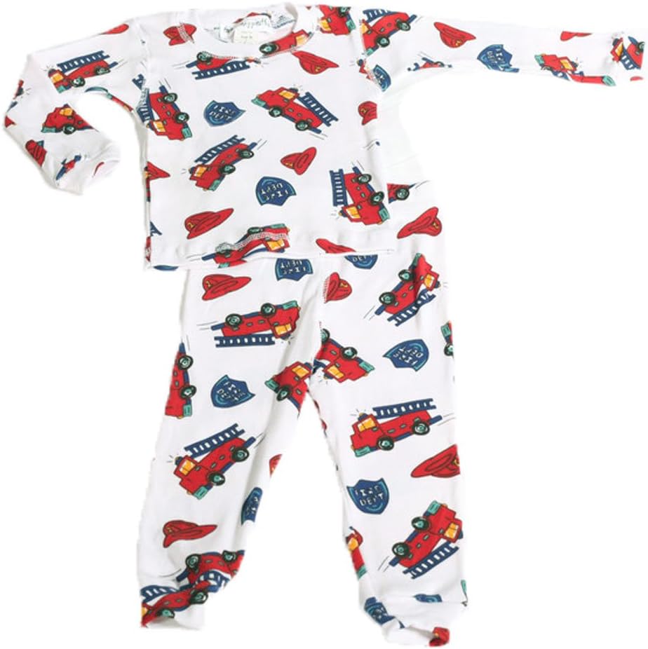 Thingamajiggies Little Boys Fire Engine Pajamas, 8, White