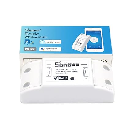 Sonoff Smart WiFi Wireless Plastic Switch for Home Appliances Android and iOS support, 10A 2200 W (White)