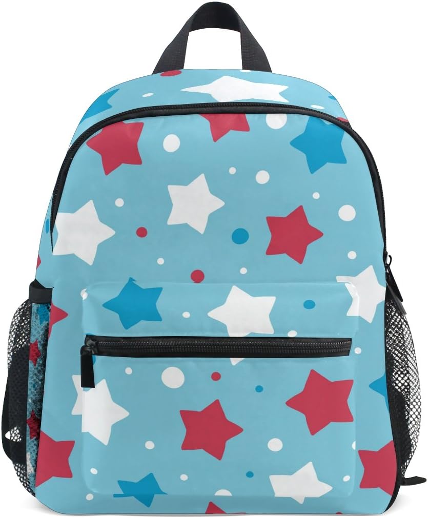 Blue Red Stars Preschool Backpack Toddler Bag Travel Daypack for Kids Girls Boys