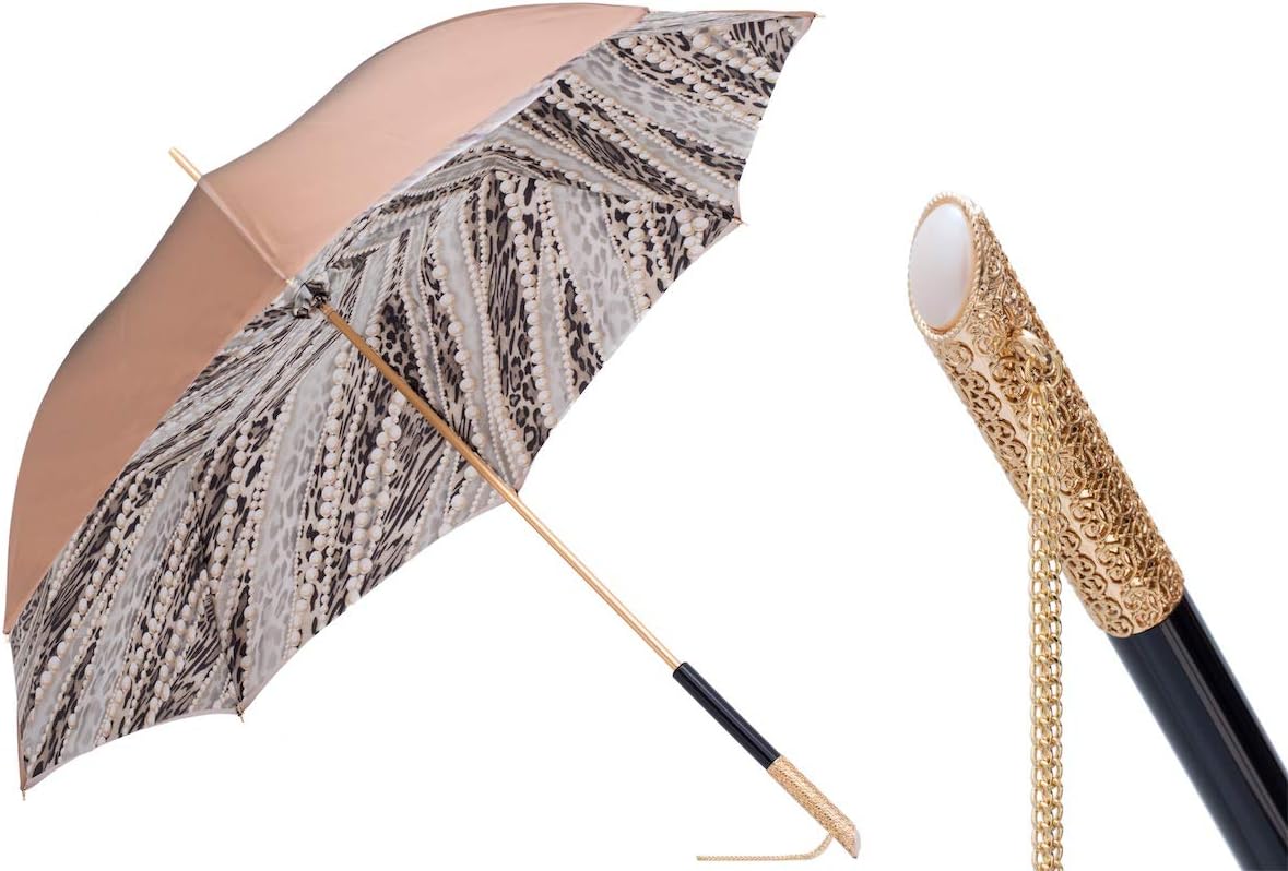 Pasotti 189 5A003-31 U5 - Light Gold Pearls Print Umbrella. Double Cloth