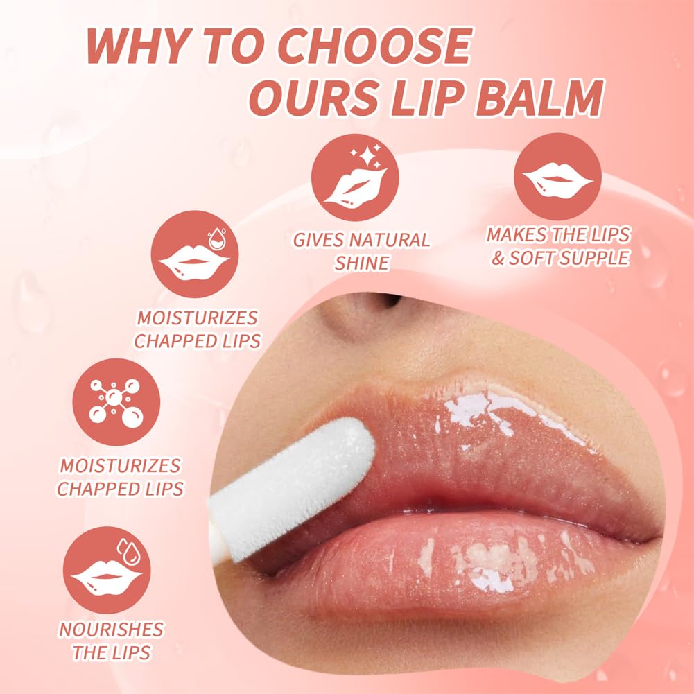 Hydrating Lip Glow Oil, Moisturizing Lip Plumper Gloss, Transparent Plumping Lip Gloss, Lip Oil, Lip Balm for Lip Care and Dry Lips