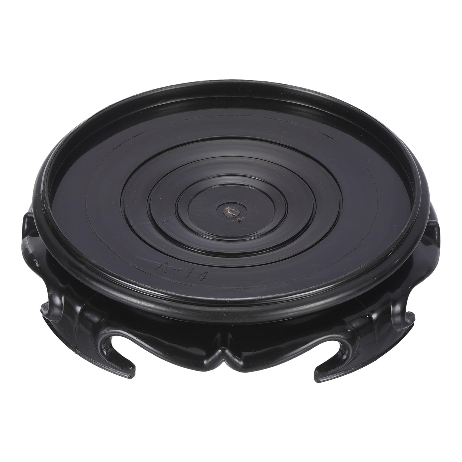 PATIKIL Planter Display Stand, 5.5 Inch Dia Plastic Round Bonsai Base Imitation Wood Style Stand Home Decor Display for Table Lamp Teapot Base, Black