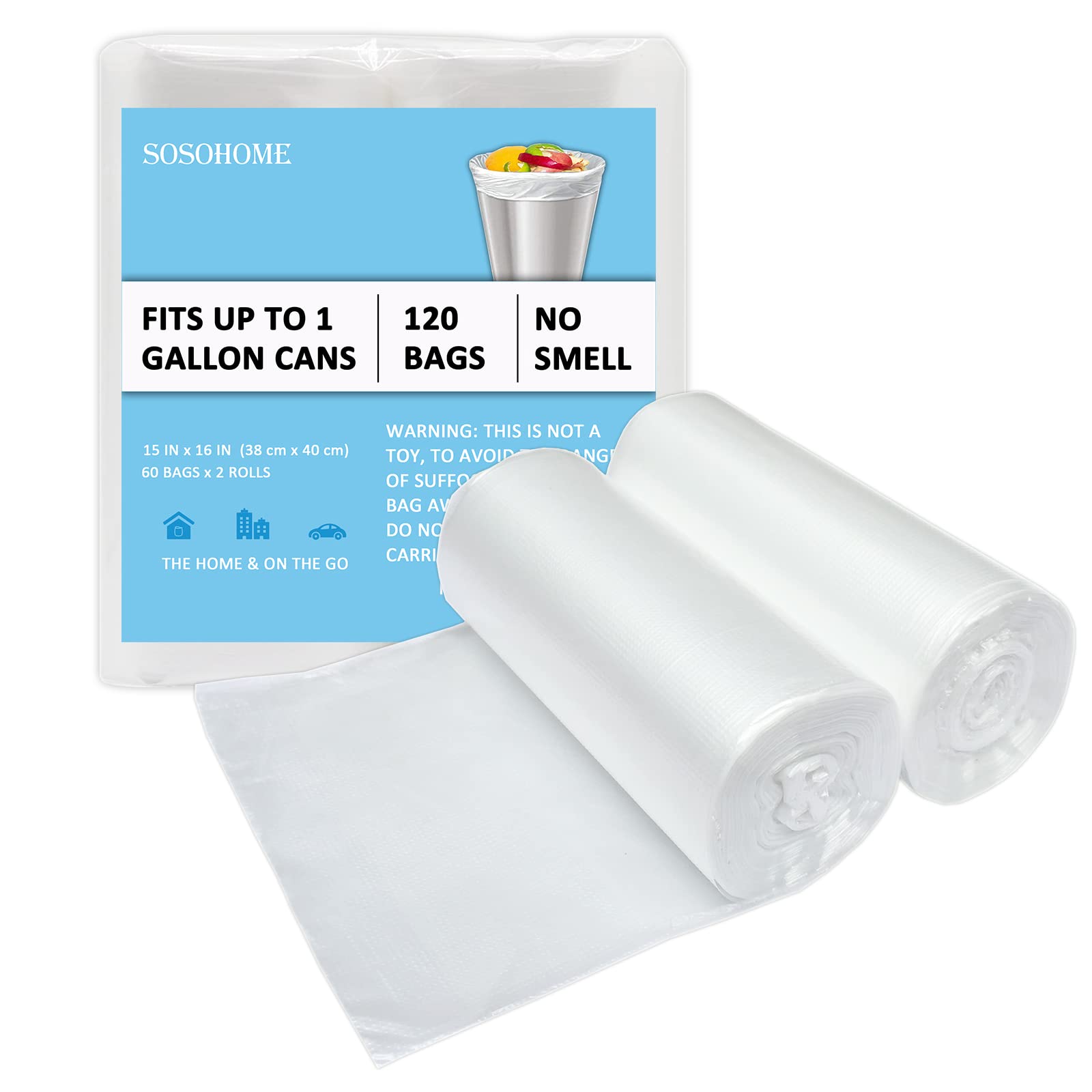 Photo 1 of 1 Gallon Trash Bags, Extra Small Strong Garbage Bags for Office Home Bathroom Car Desktop Wastebasket Liners, Clear 120 Count