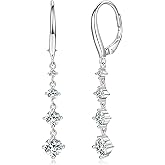 Moissanite Drop Dangle Earrings for Women 925 Sterling Silver Leverback Earring D-E Color VVS1 Clarity Hypoallergenic Jewelry Promise Birthday Christmas with Certificate